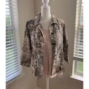 Chico's Womens Jacket And Shirt Set Size 1 Medium / 8 Pink & Gray Casual